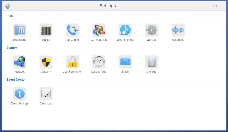 S20 Settings -> Yeastar S20 VoIP PBX Web GUI