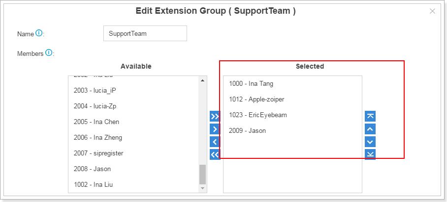 Edit Extension Group