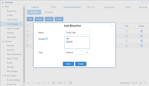 block unwanted calls with rules on Yeastar PBX