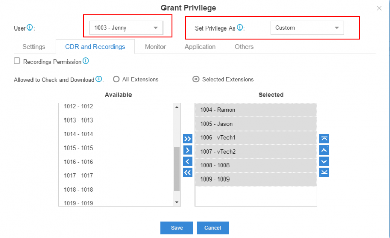 Grant Call Recording Permission to A Custom User 