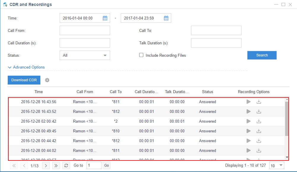 Check CDR (Call Details Record) on User Portal