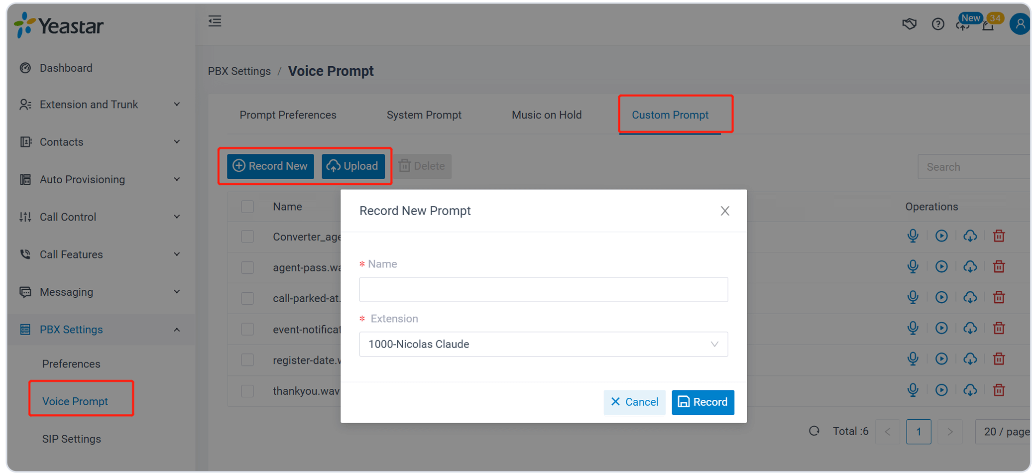 Record voice prompts on P-Series PBX System