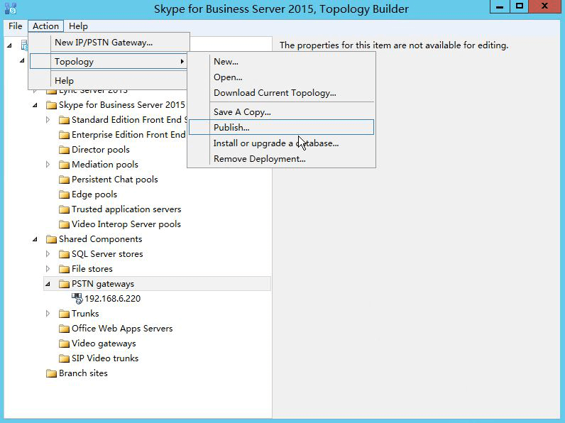 Publish the topology -Skype for business Server 2015