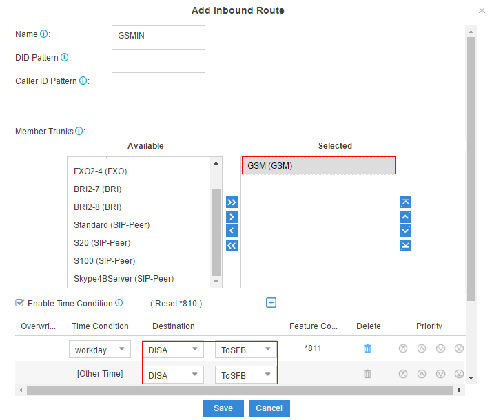 Dial into Skype for Business Server 2015 through S-series VoIP PBX’s PSTN trunk