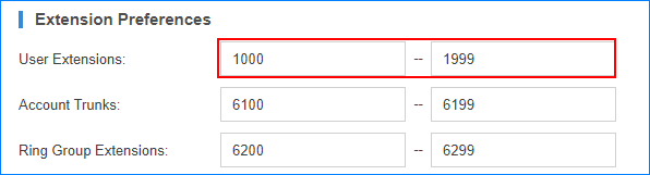 Extension Range Settings