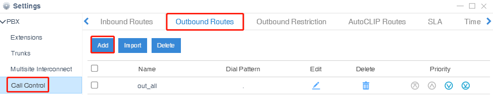 config2 S-Series Add Outbound routes