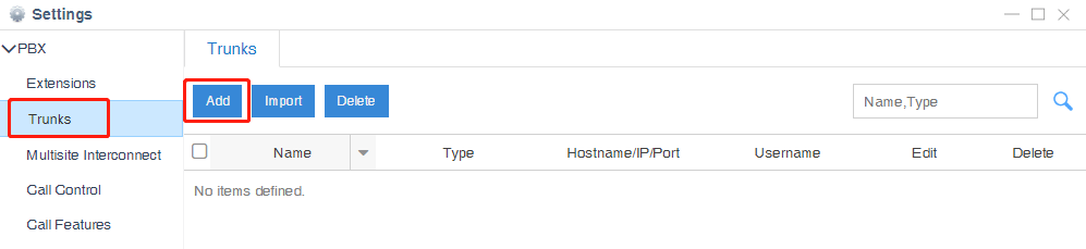 s-series pbx add sip trunk