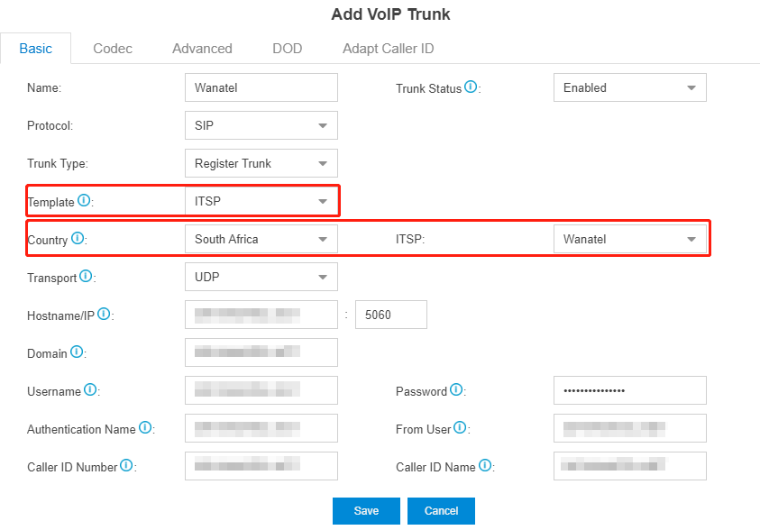 Wanatel add s trunk