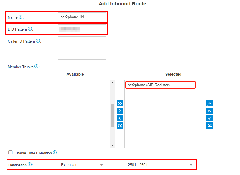 net2phone add inbound routes