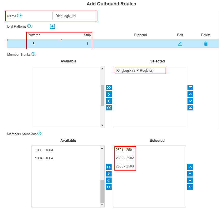 ringlogix add inbound route