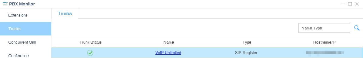 VoIP Unlimited trunk status