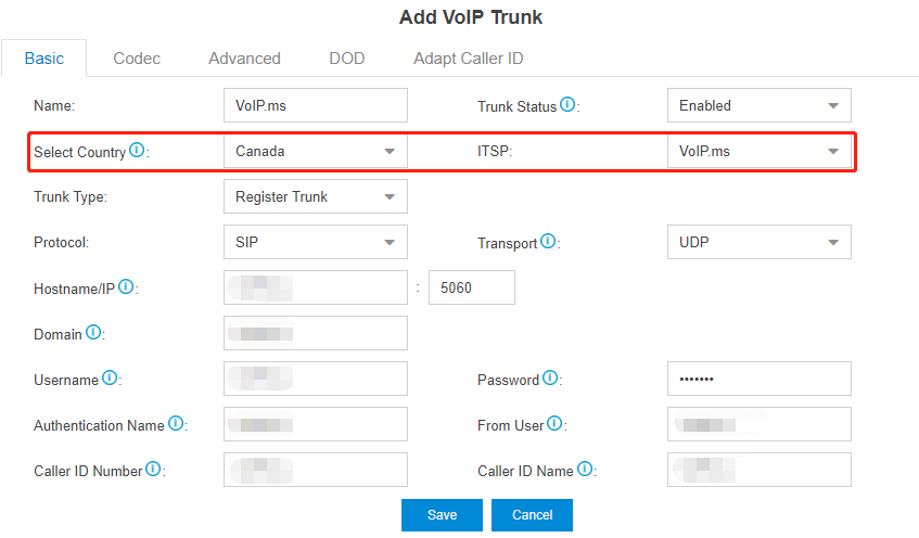 VoIP.ms add S trunk