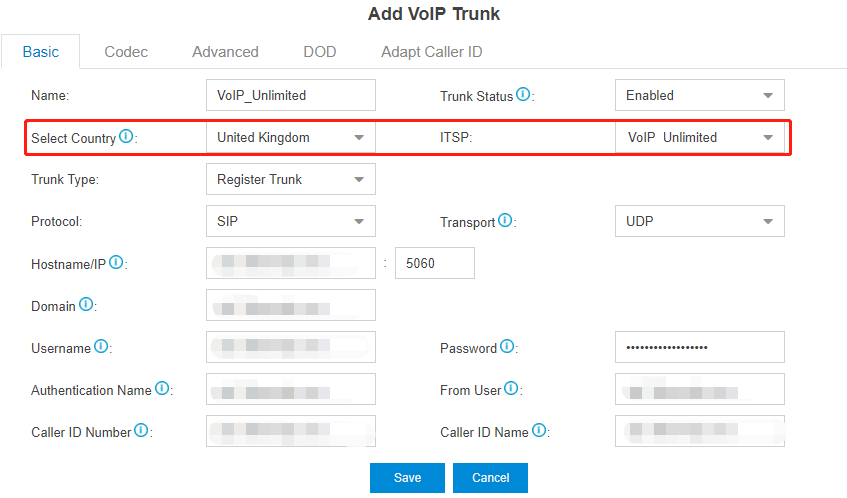 VoIPunlimited add s trunk