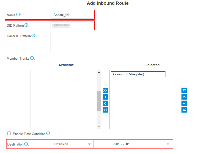 aasani-add-inbound-route