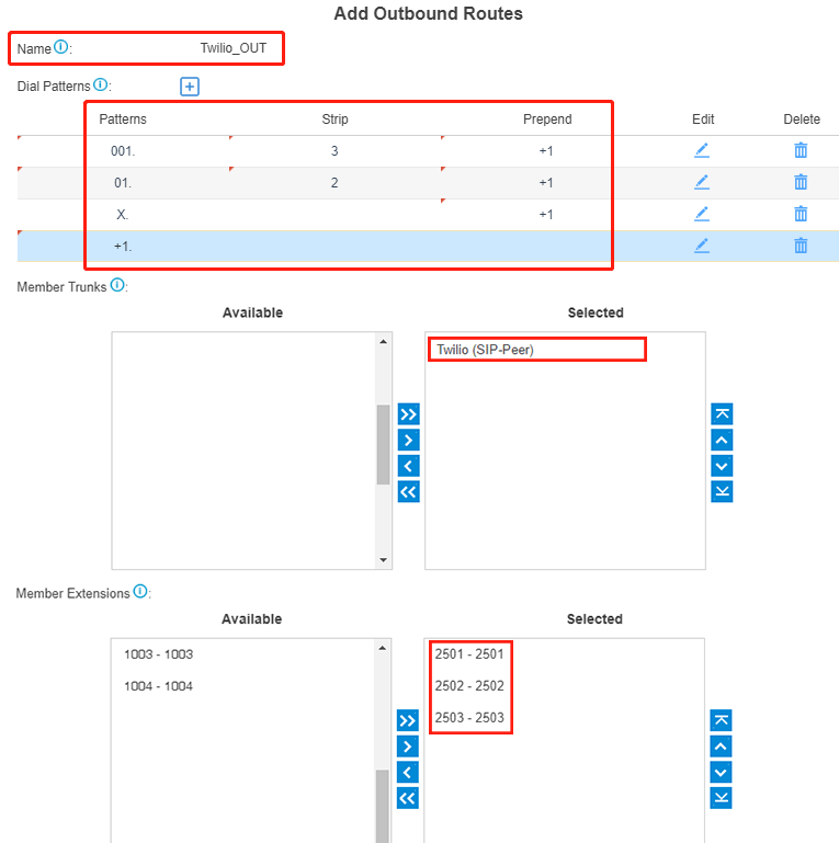 twilio outbound route