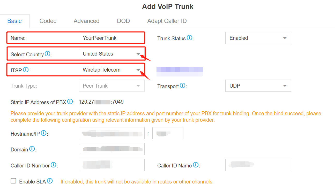 2. Choose ITSP - Yeastar Cloud PBX Peer