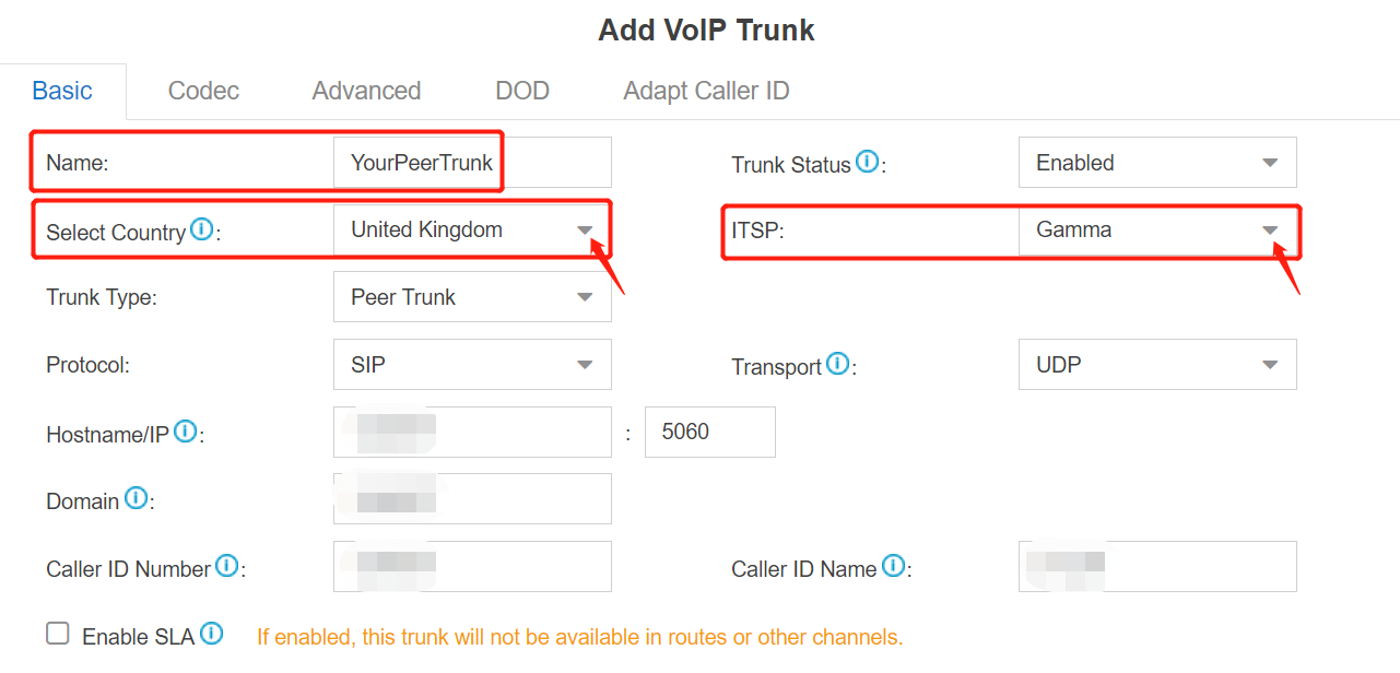 2. Choose ITSP - Yeastar S-Series Peer