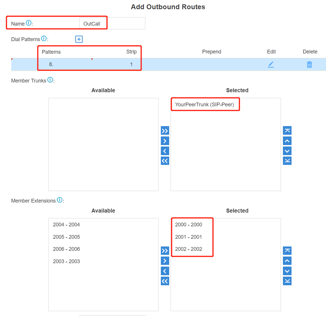 5. Outbound Configuration - Yeastar S-Series Peer