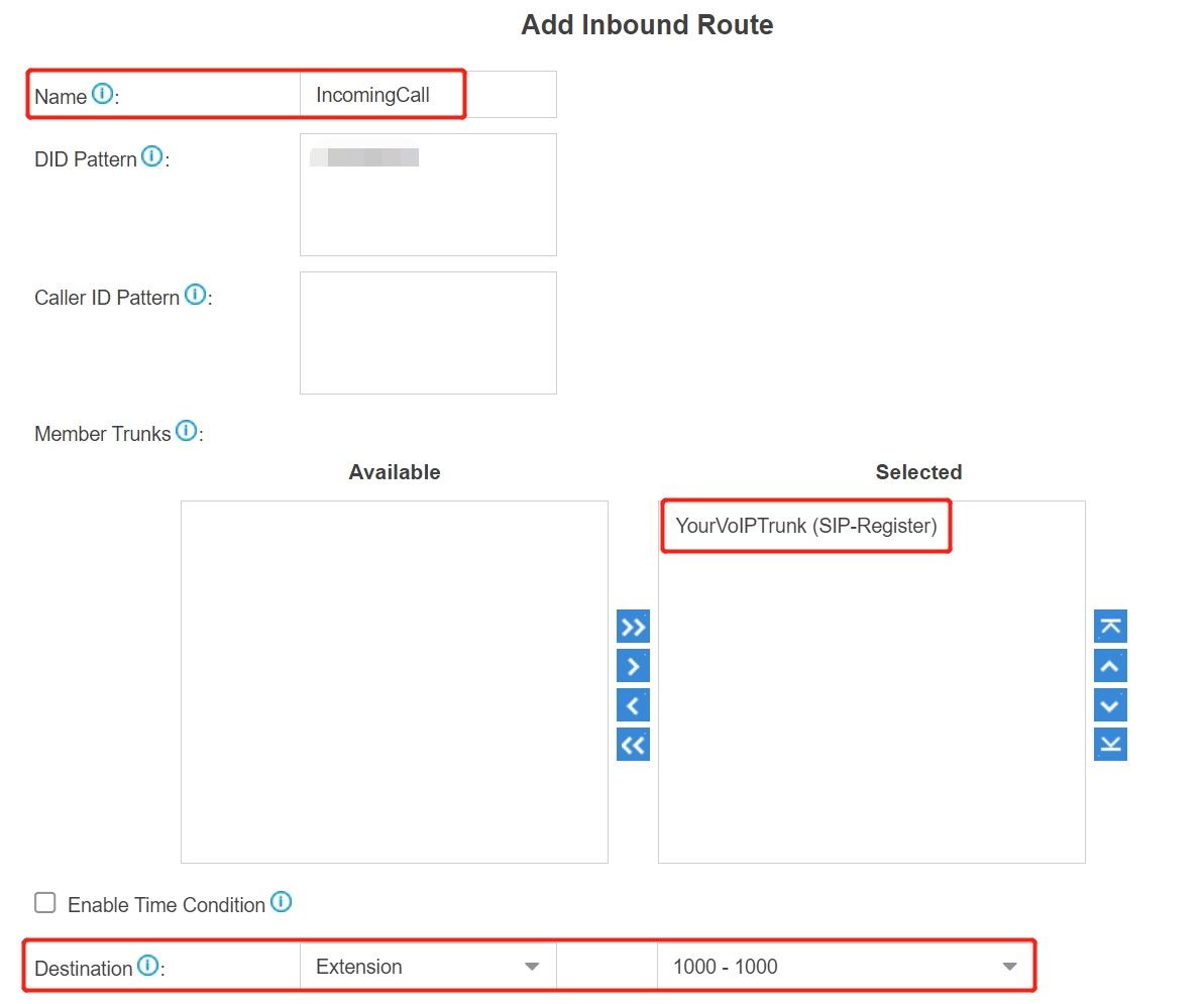 7. Inbound Configuration - Yeastar Cloud PBX Register