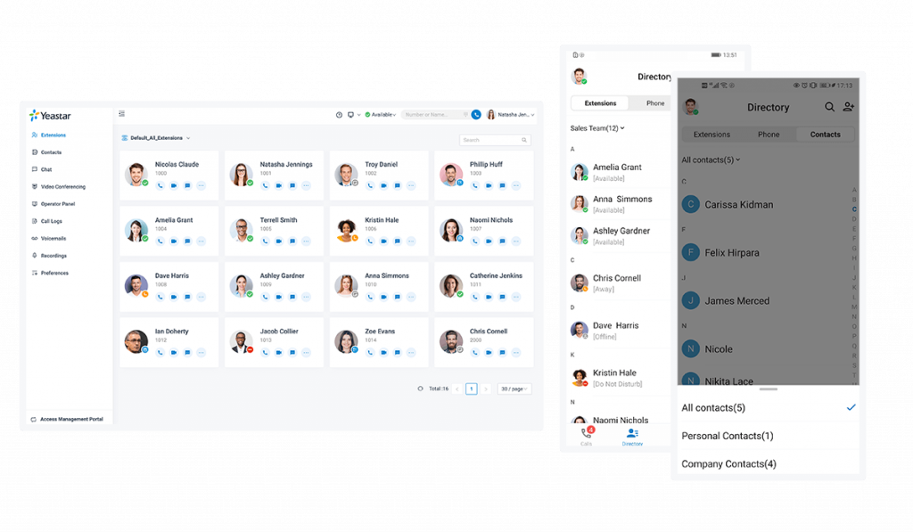 Contacts on Linkus UC Clients