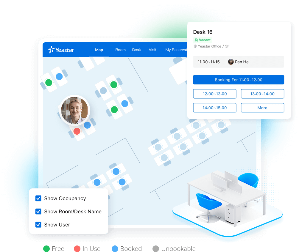 Yeastar Desk Booking System Office Floor Map