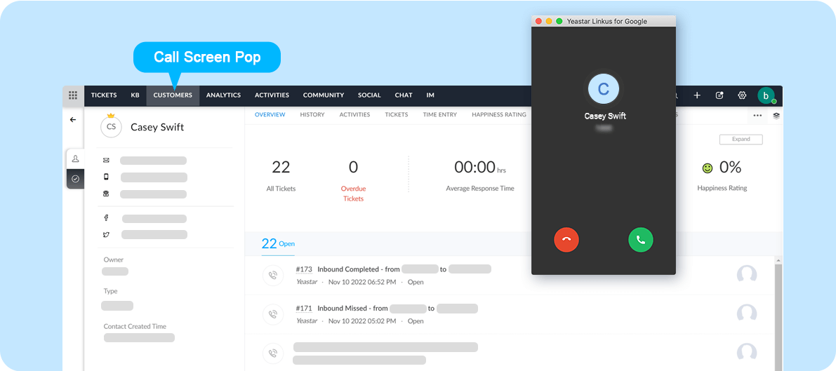 Zoho Desk Telephony Integration Screenshot