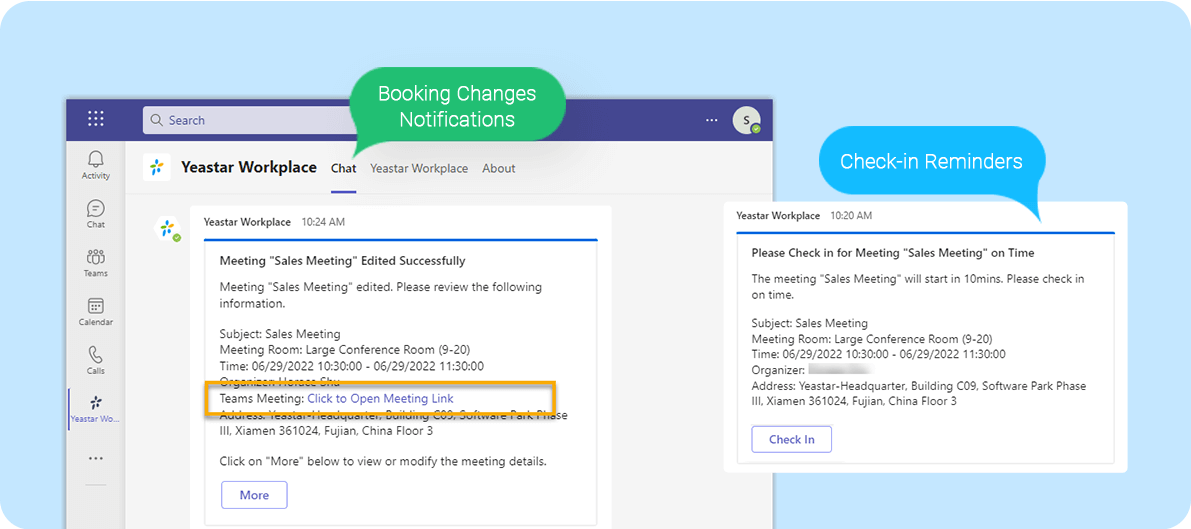 Yeastar Workplace Microsoft Teams Integration Screenshot