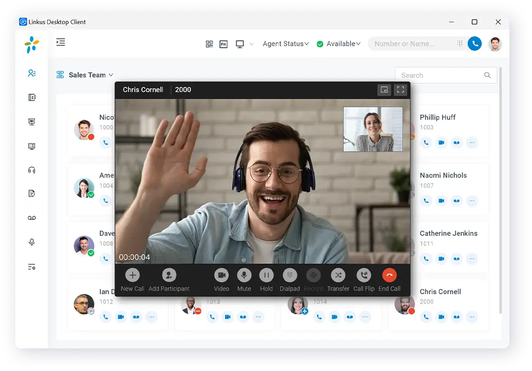 Video call interface of Linkus softphone client