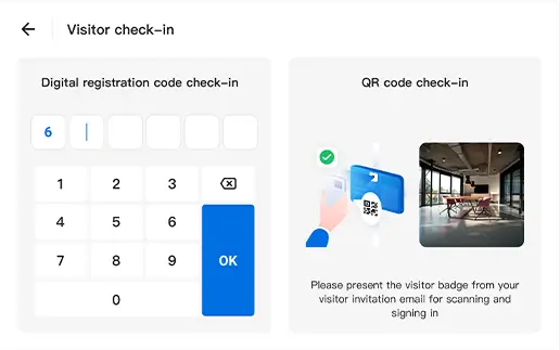 Visitor Check-in via QR code or Digit Code