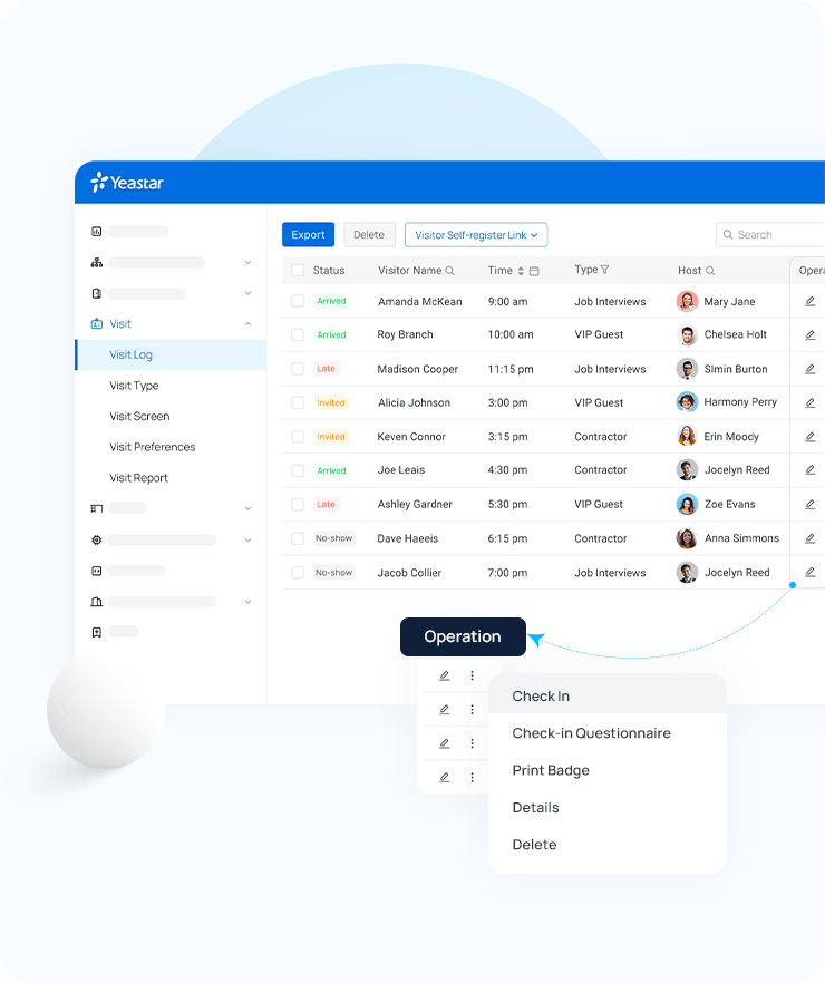 Visitor Logs and Dashboard