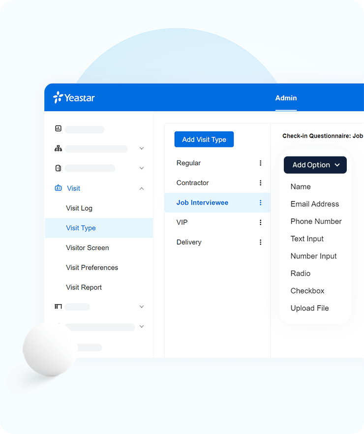 customizable visitor check-in flow per visitor type