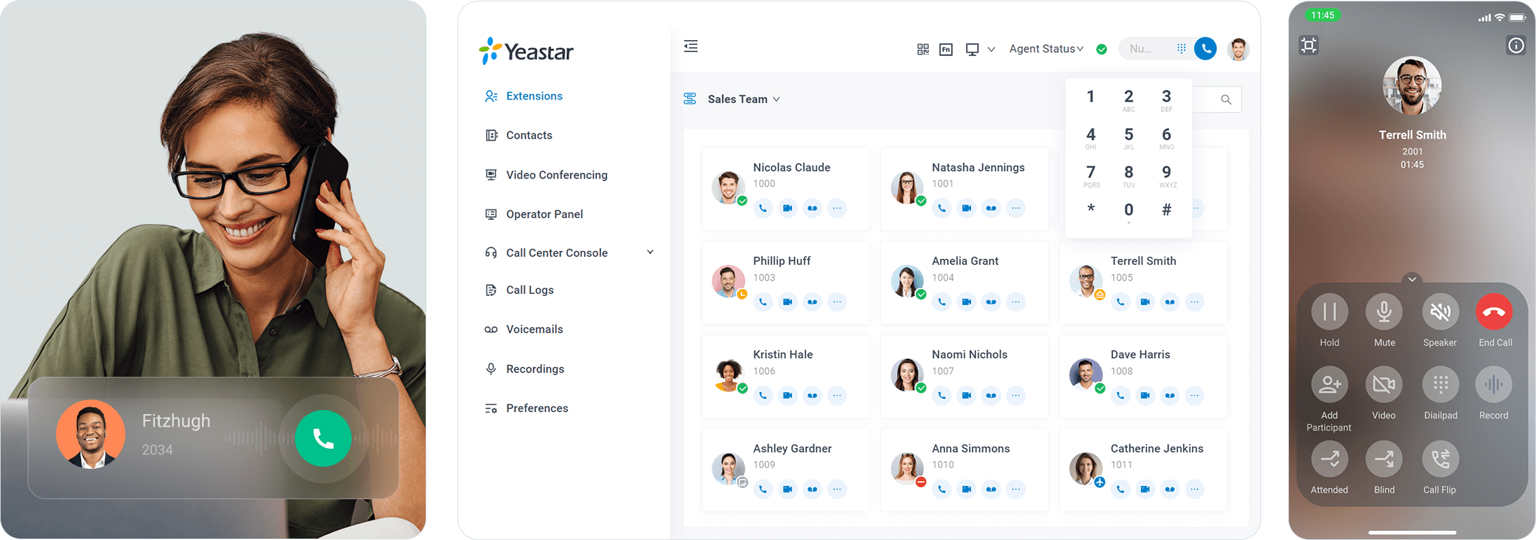 VoIP Phone interfaces: Yeastar mobile and desktop softphone