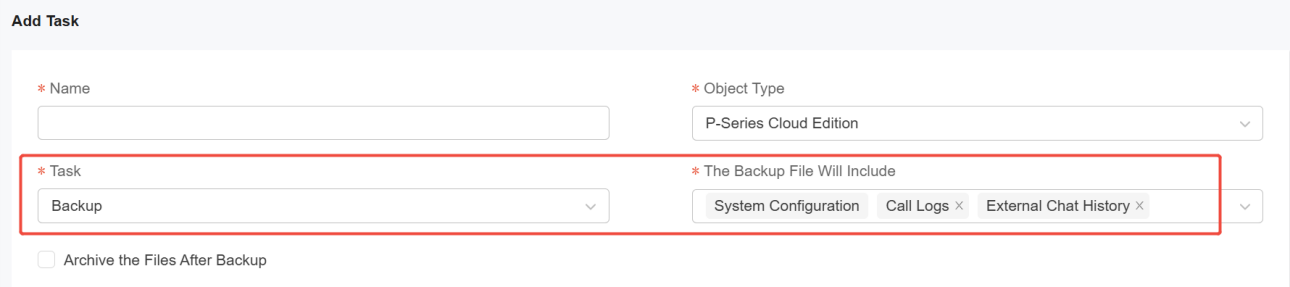 Combine the Backup and Archive task.