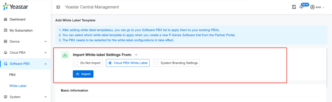 White Label Settings Importing