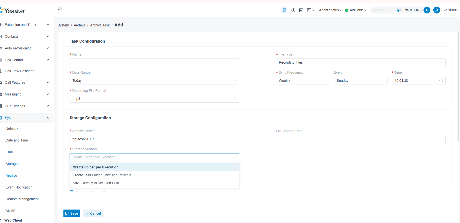 PBX Management Portal in Dark Mode