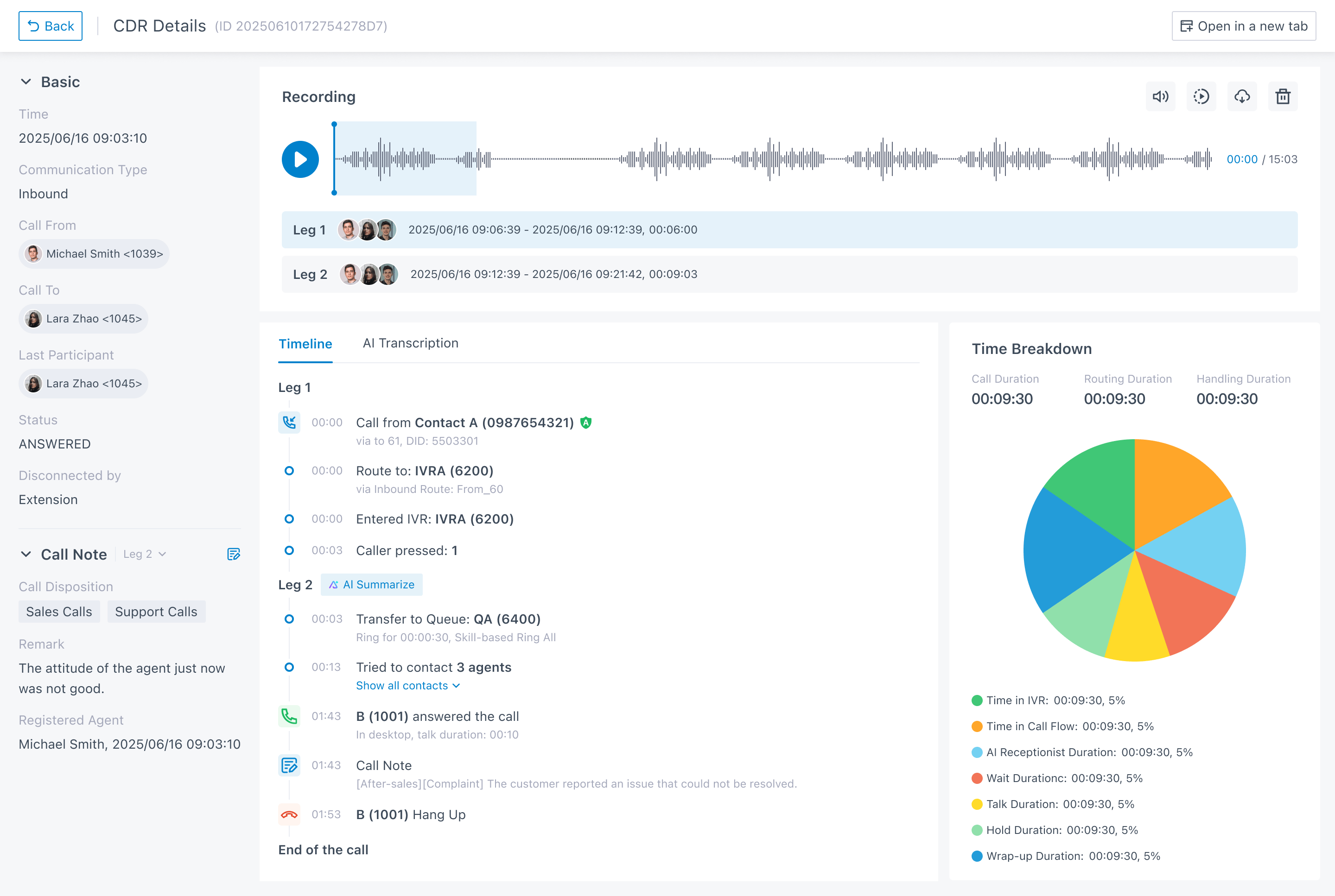 Screenshot of Yeastar PBX's Advanced CDR